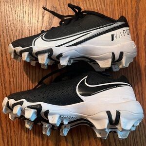 1 pair Nike and 1 pair Rawlings Kids Black and White Cleats size 12C